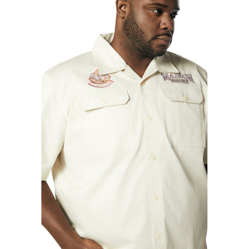 Smoke Rise Big and Tall Big and Tall - Graphic Polished Twill Shirt - Chalk