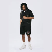 Smoke Rise Graphic Heavy Textured Twill Shirt - Black