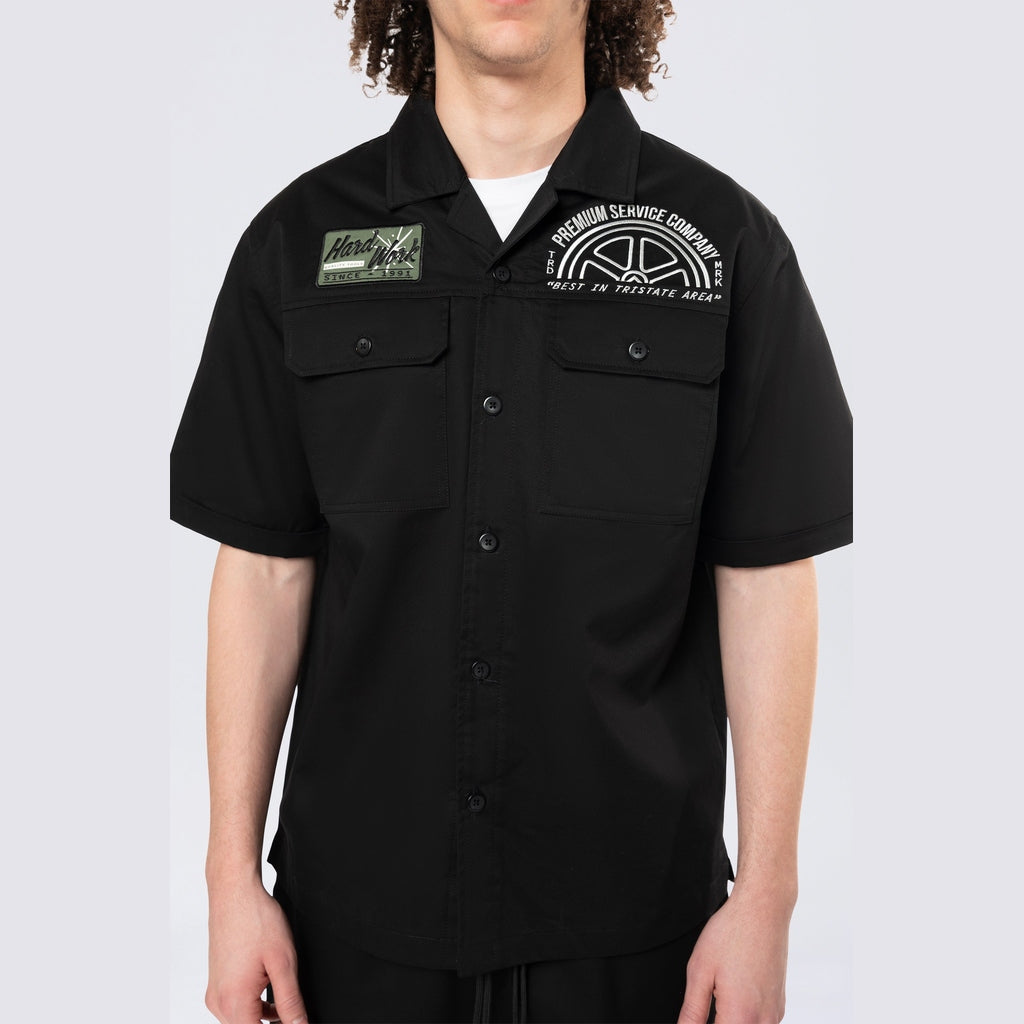 Smoke Rise Pitstop S/S Buttondown Shirt - Black