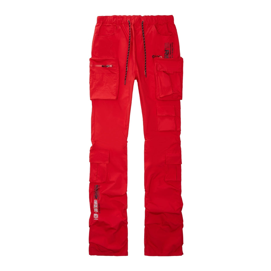 Smoke Rise Stacked Windbreaker Utility Pants - Red