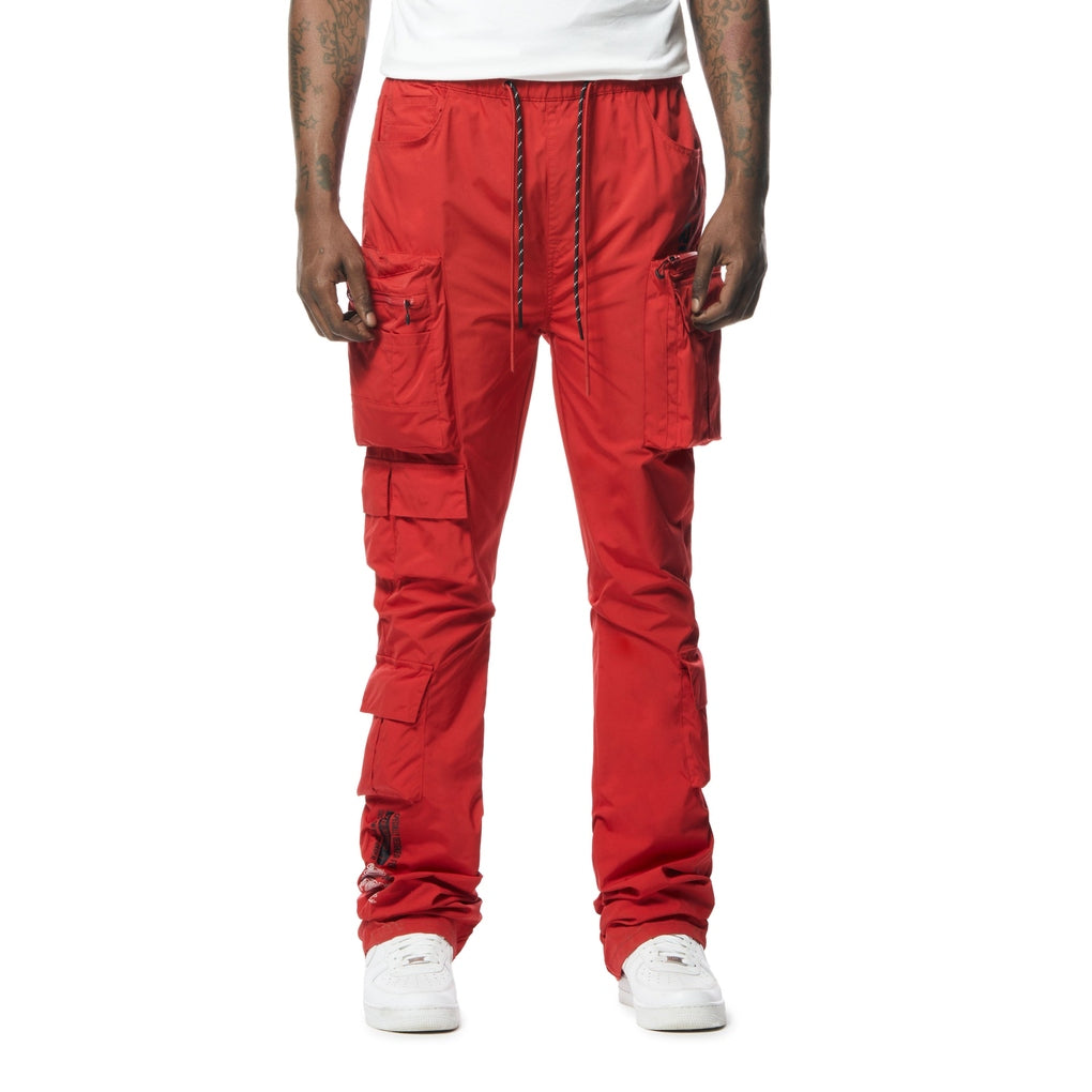 Smoke Rise Stacked Windbreaker Utility Pants - Red