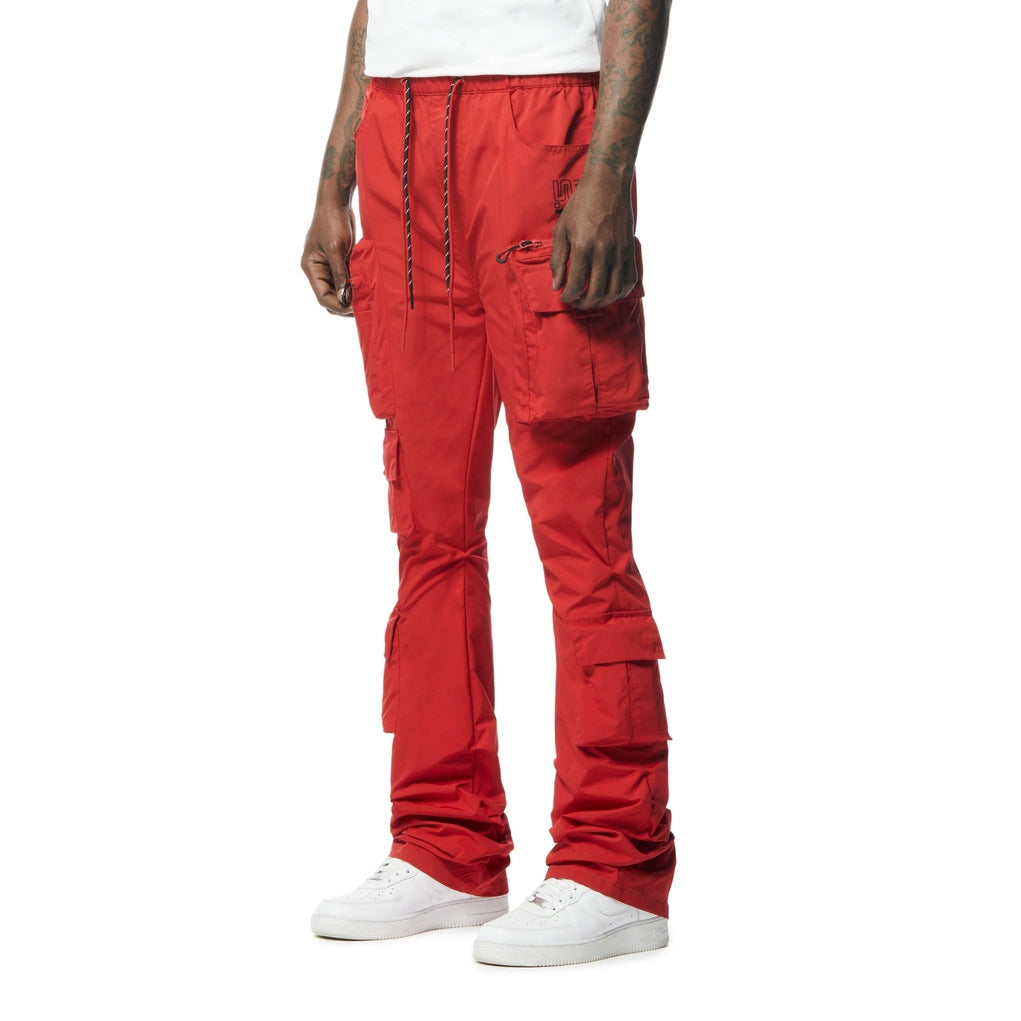 Smoke Rise Stacked Windbreaker Utility Pants - Red