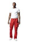Stacked Windbreaker Utility Pants - Red