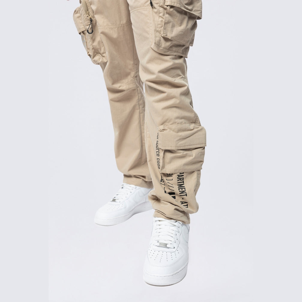 Smoke Rise Utility Cargo Windbreaker Pants - Khaki