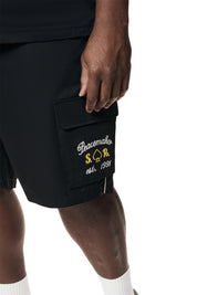 Big and Tall - Graphic Twill Shorts - Black