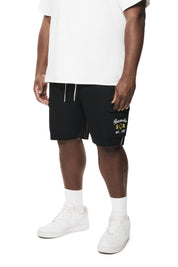 Big and Tall - Graphic Twill Shorts - Black