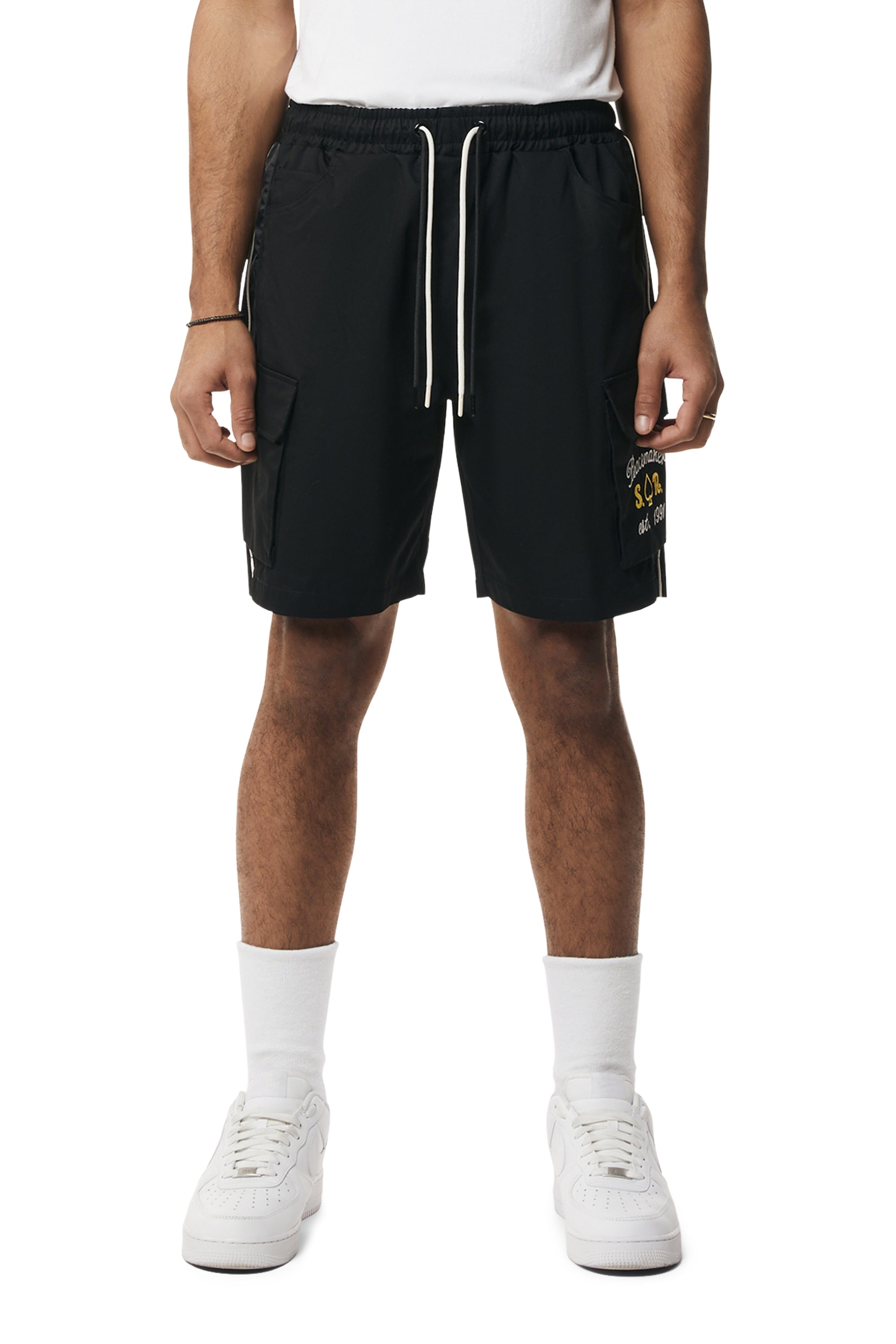 Graphic Twill Shorts - Black