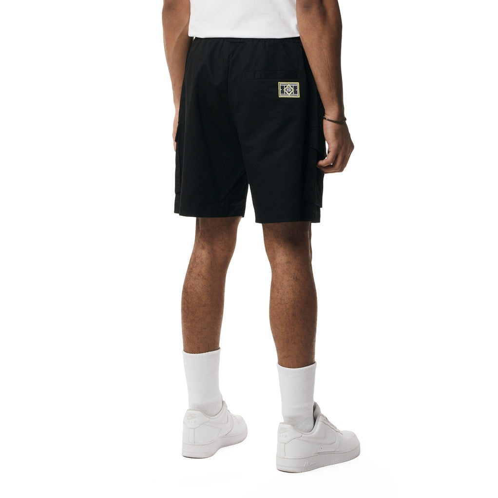 Smoke Rise Graphic Polished Twill Shorts - Black