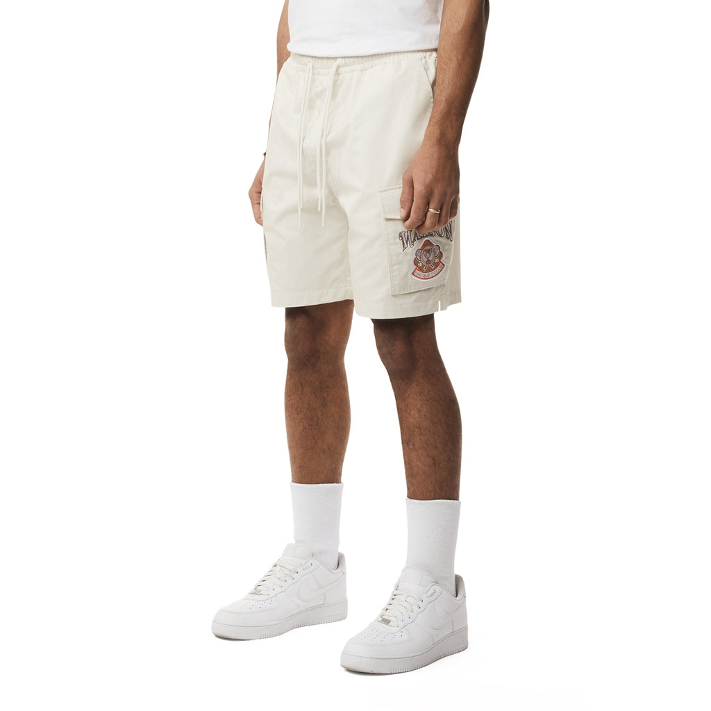 Smoke Rise Graphic Polished Twill Shorts - Chalk