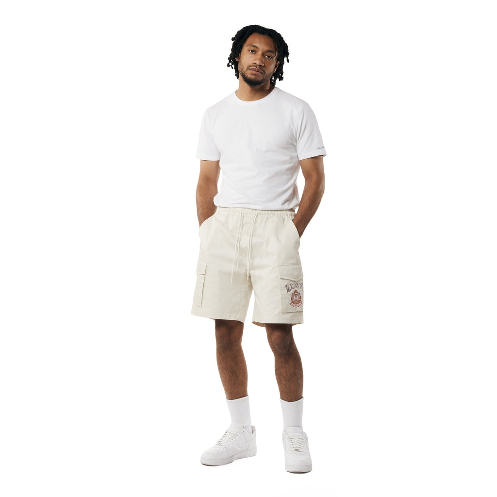 Smoke Rise Graphic Polished Twill Shorts - Chalk