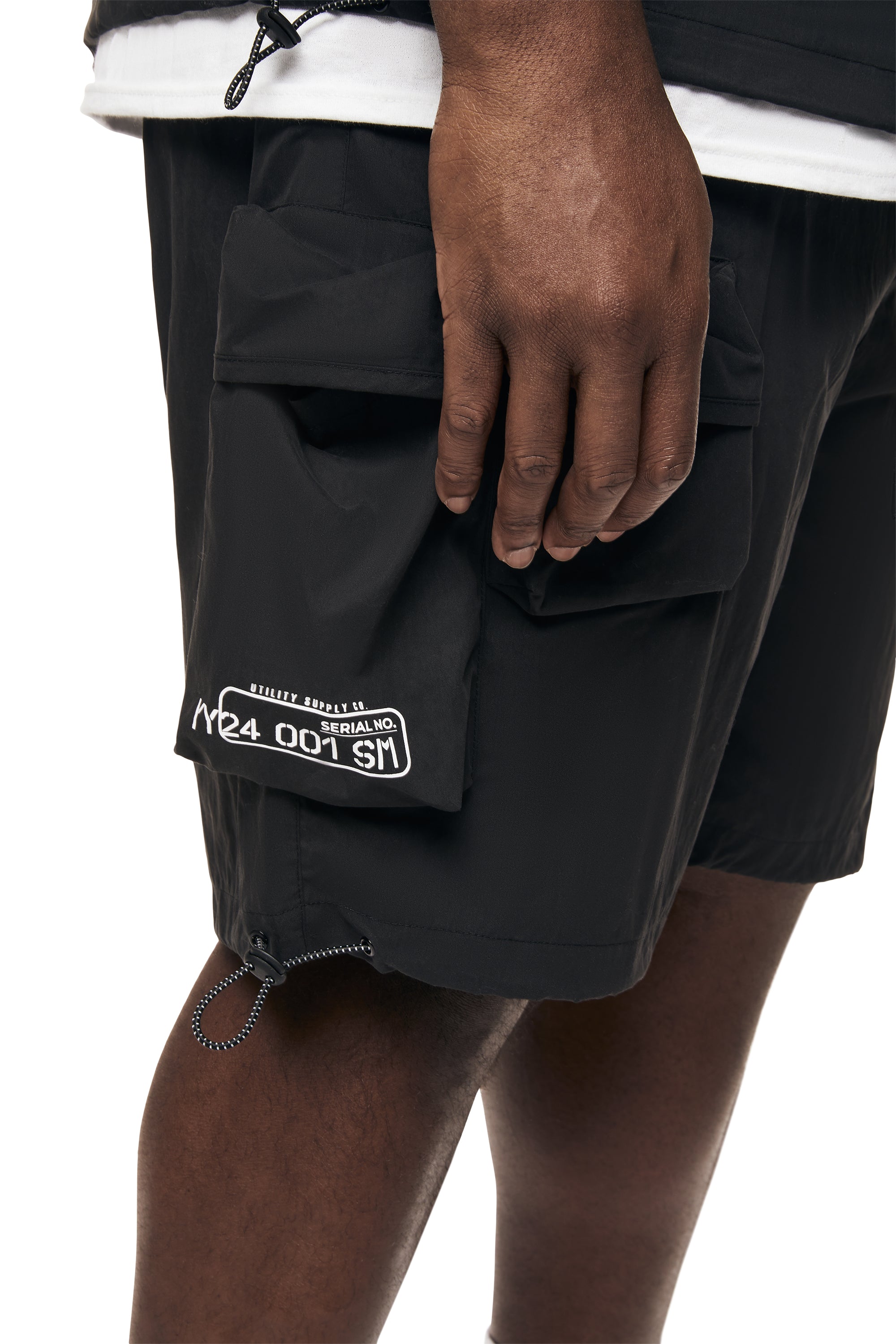 Big and Tall - Brushed Cargo Shorts - Black