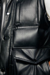 Utility Vegan Leather Vest - Black