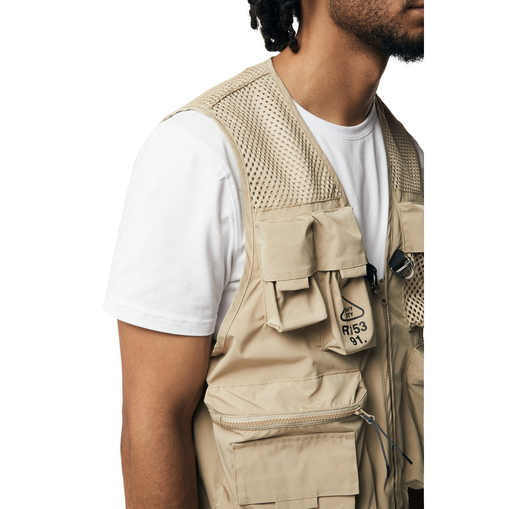 Smoke Rise Utility Windbreaker Vest - Khaki