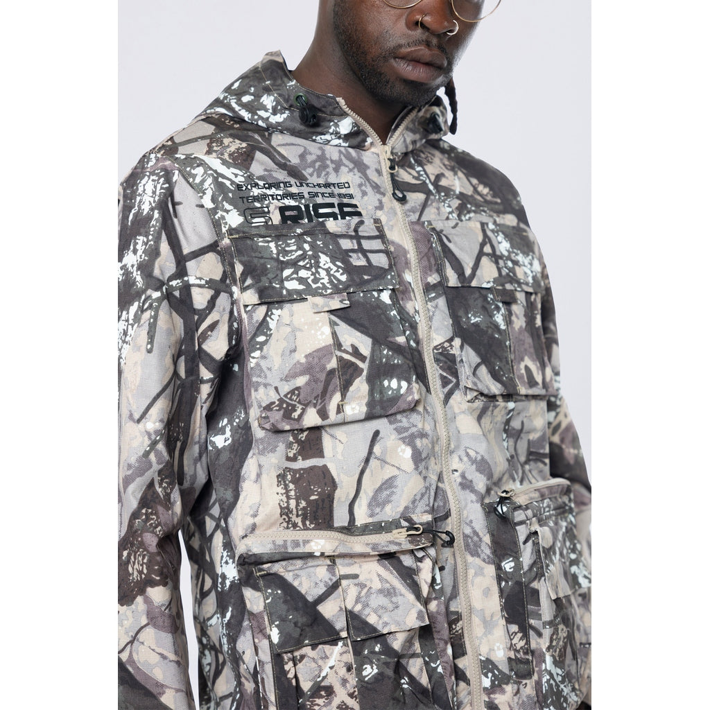 Smoke Rise Utility Windbreaker Jacket - Olive Hunting Camo