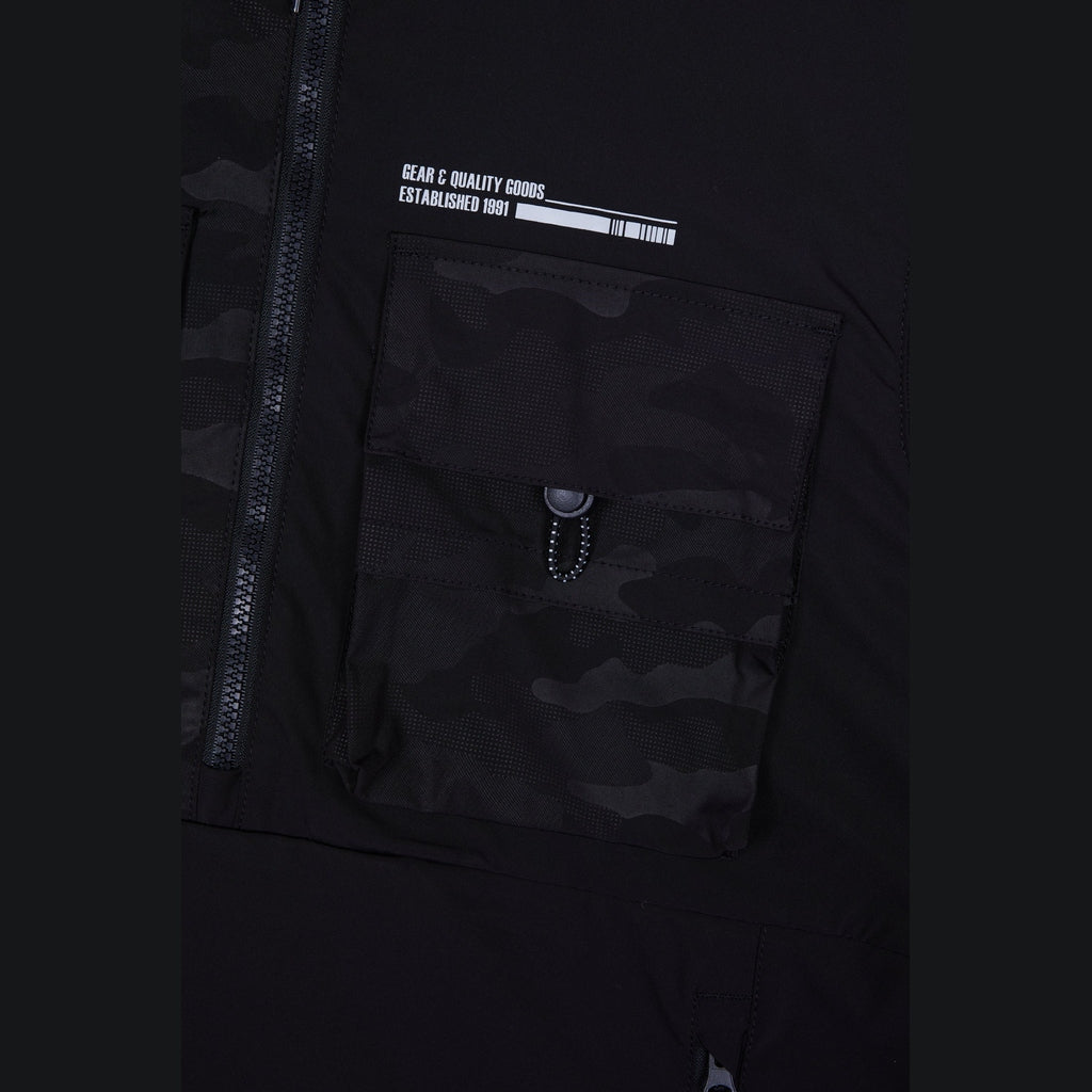 Smoke Rise Windbreaker Utility Jacket - Black