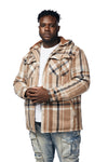 Big and Tall Plaid Flannel Shacket - Toffee