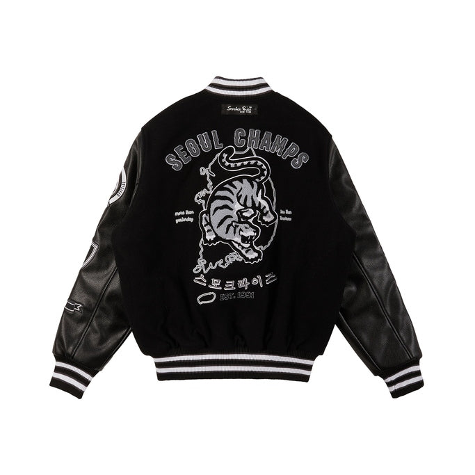 Smoke Rise Seoul Varsity Jacket - Black