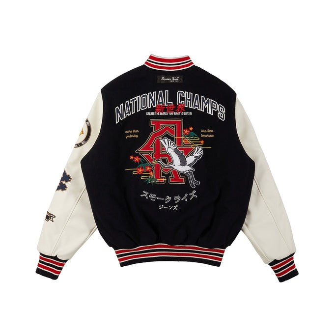 Smoke Rise Tokyo Varsity Jacket - Navy