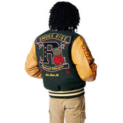 Smoke Rise Teddy Varsity Jacket - Green