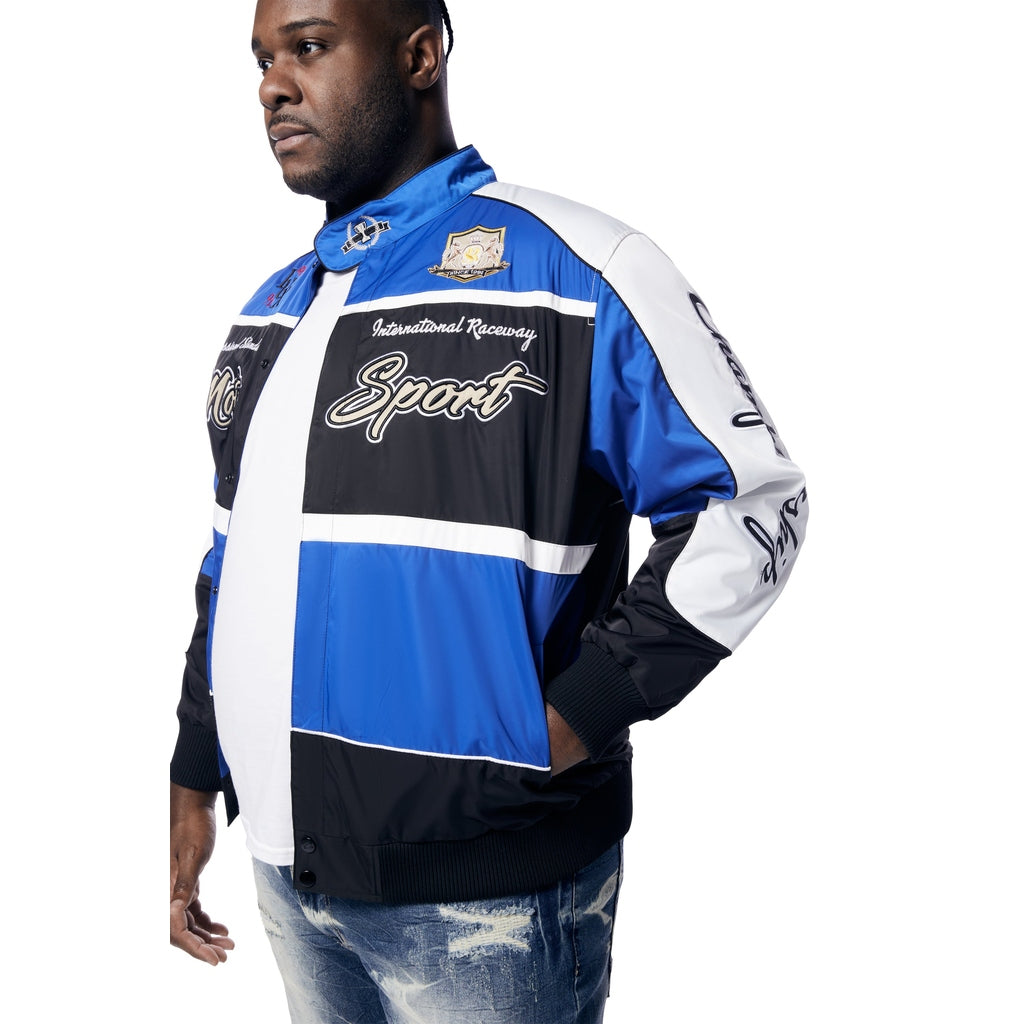 Smoke Rise Big and Tall Big and Tall - Euro Racing Windbreaker Jacket - Royal