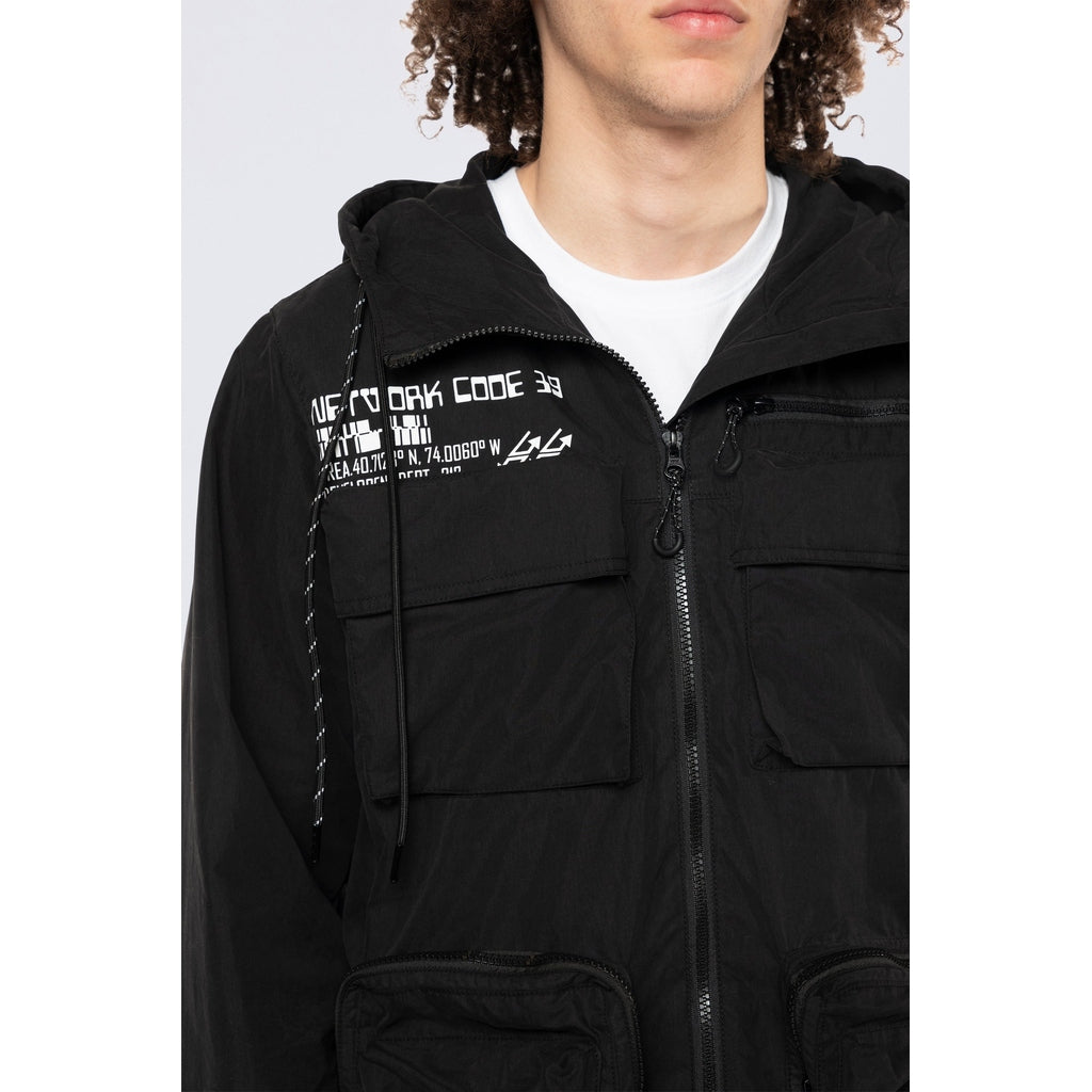 Smoke Rise Utility Windbreaker Jacket - Black