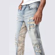 Smoke Rise Long Tapestry Insert Jeans - Vanilla Blue