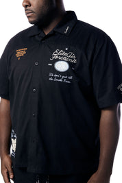 Big and Tall - Fashion Military Windbreaker Shirt - Black