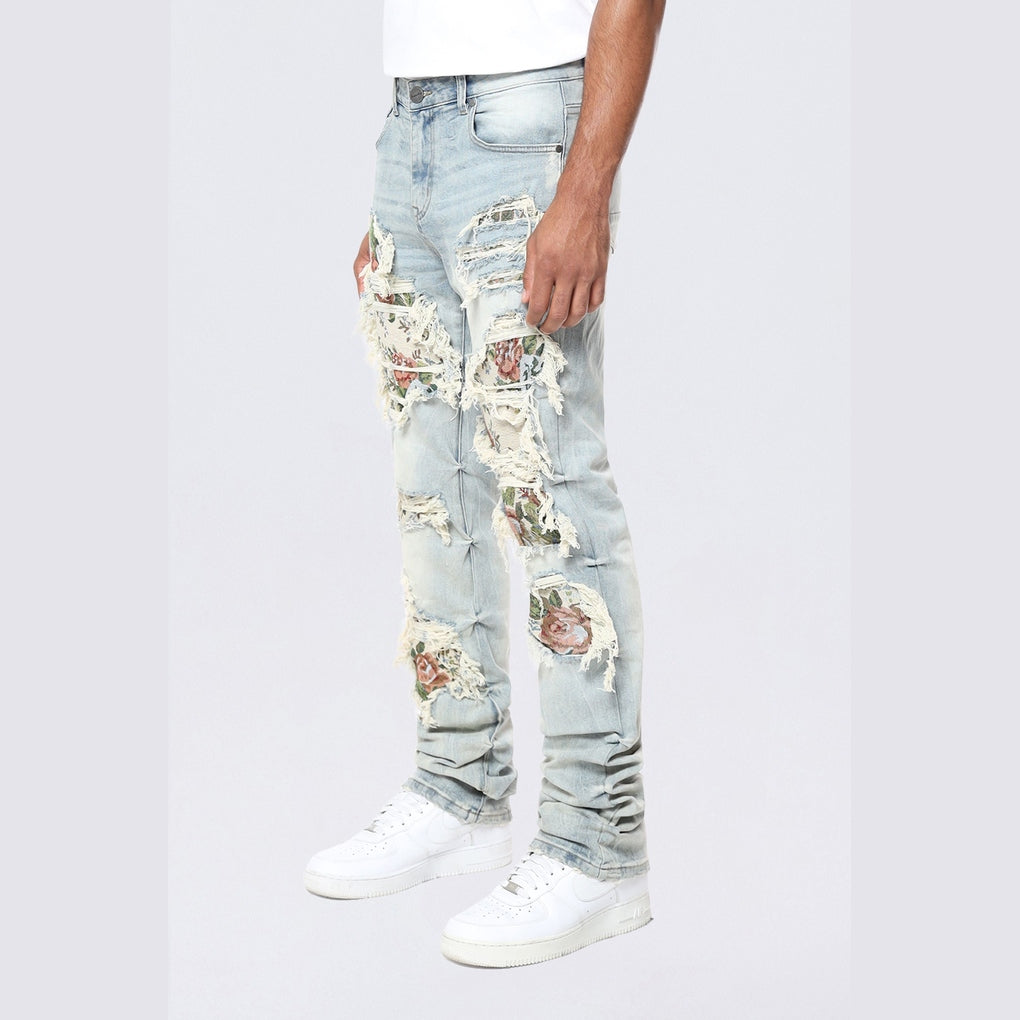 Smoke Rise Tapestry Applique Jeans - Seville Blue