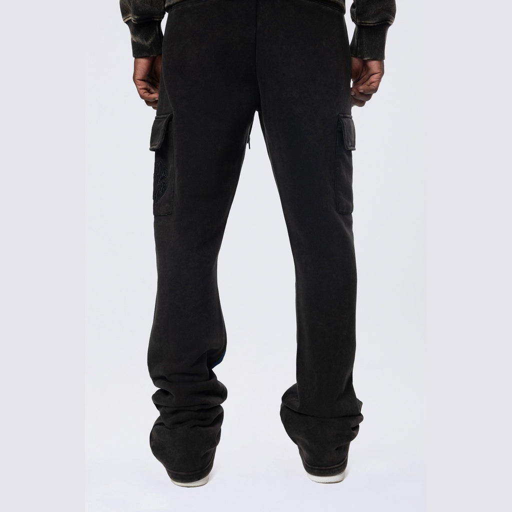 Smoke Rise Stacked Rhinestone Dystopia Fleece Pants - Black