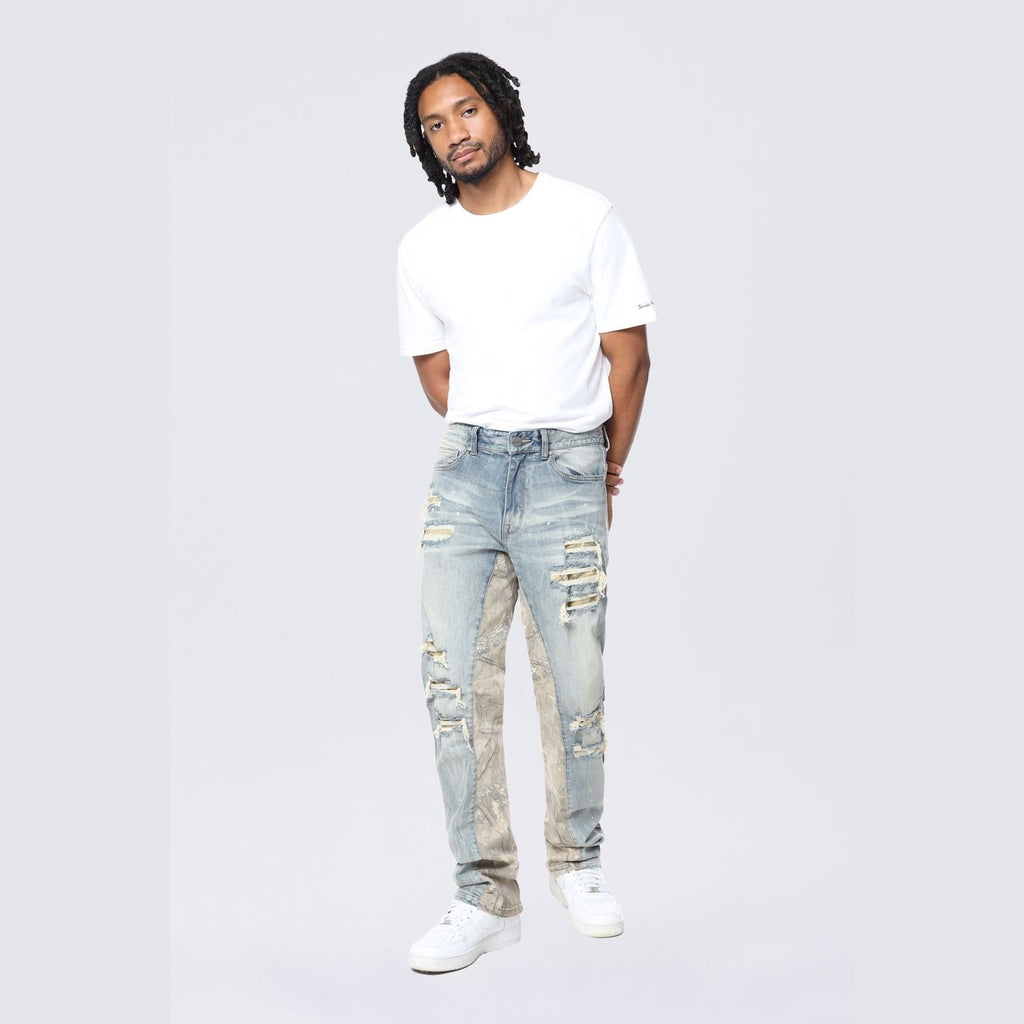 Smoke Rise Long Tapestry Insert Jeans - Vanilla Blue