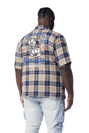 Big and Tall - Patchwork Plaid Shirt - Khaki