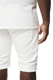 Big and Tall - Distressed Rip & Repair Denim Shorts - White