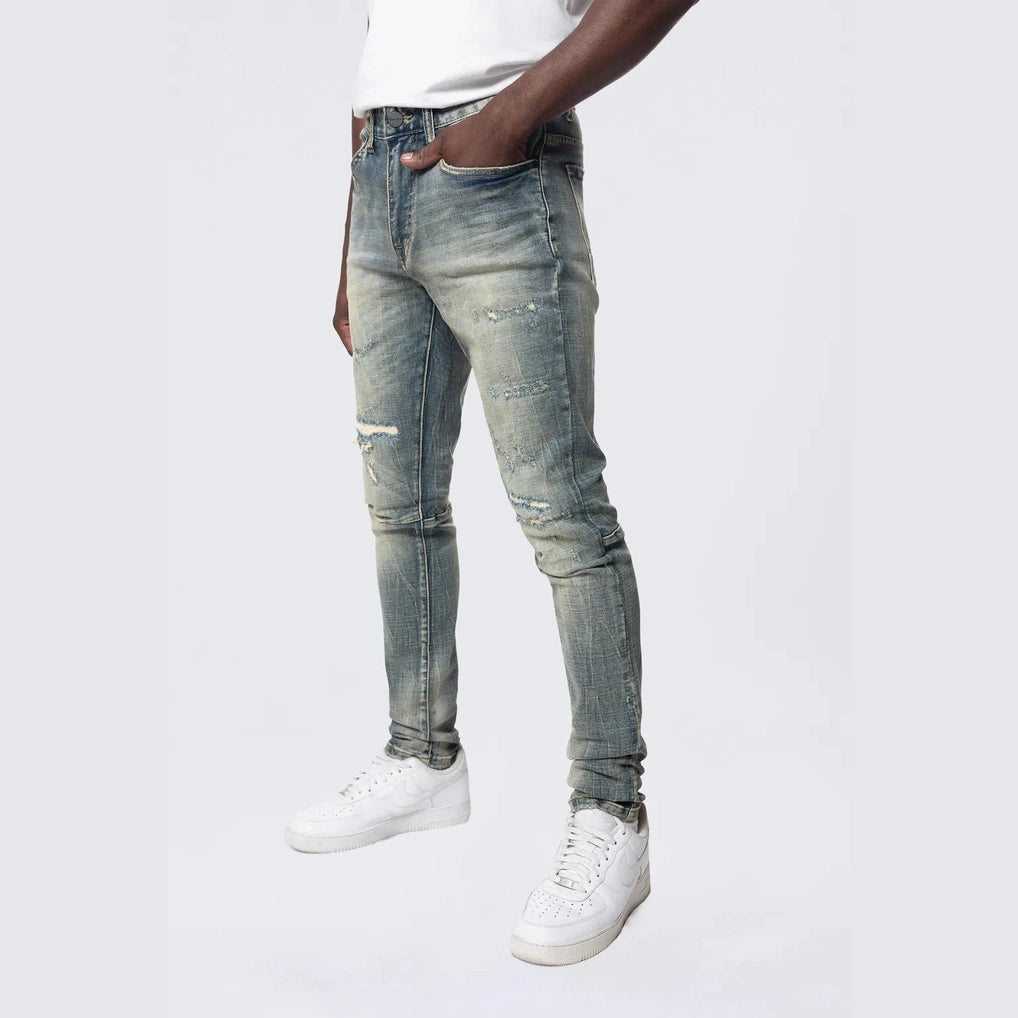 Smoke Rise Slim Tapered Vintage Washed Jeans - Faro Blue