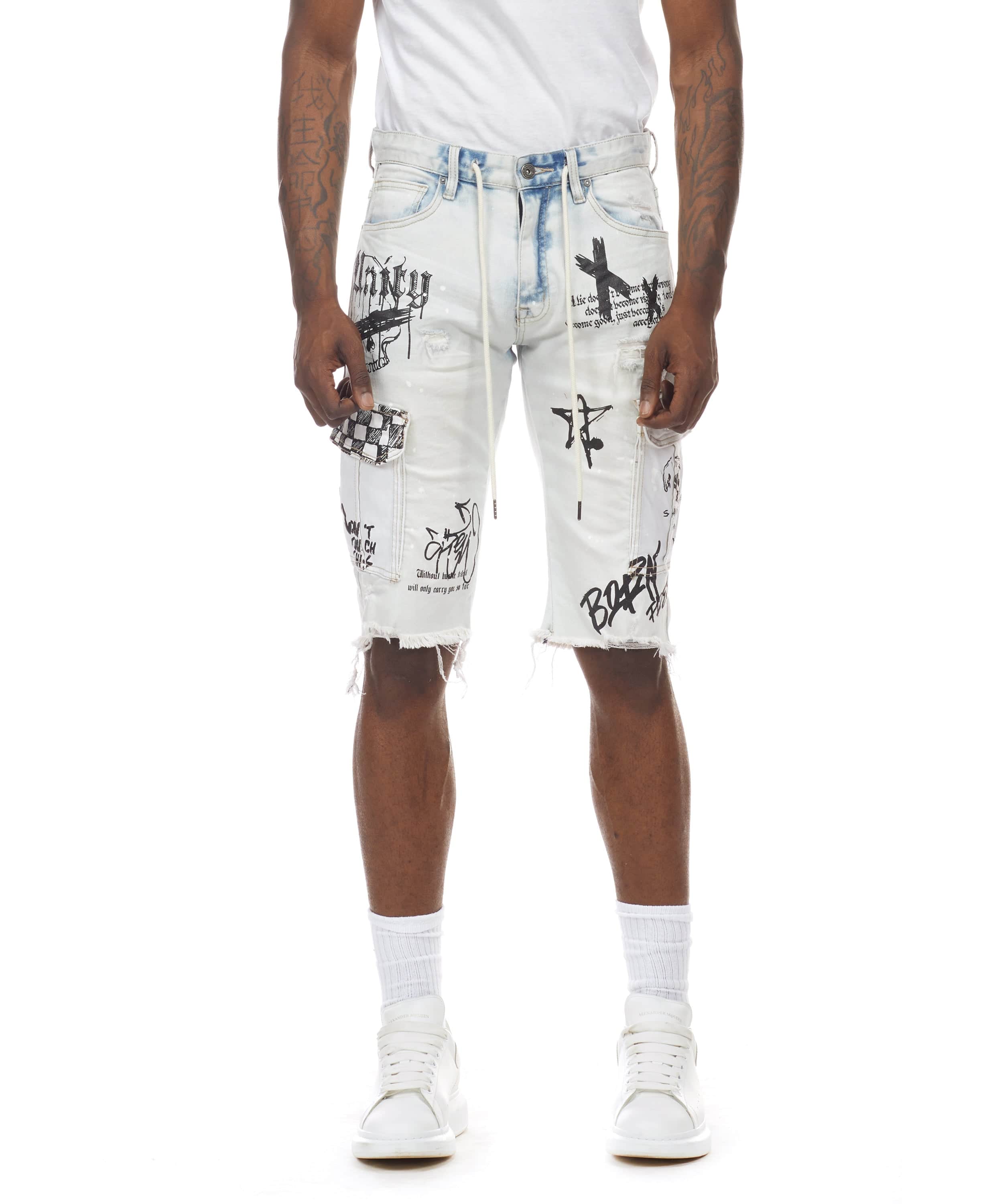 Big and Tall Doodle Cargo Utility shorts - Smoke Rise