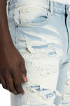 Heavy Rip & Repair Fashion Jeans Speckle Blue - Smoke Rise