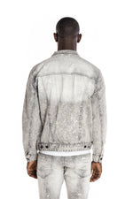 Bleached Detail Semi Basic Denim Jacket Frost Grey - Smoke Rise