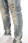 Heavy Rip & Repair Fashion Jeans Chester Blue - Smoke Rise