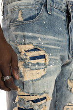 Heavy Rip & Repair Fashion Jeans Chester Blue - Smoke Rise