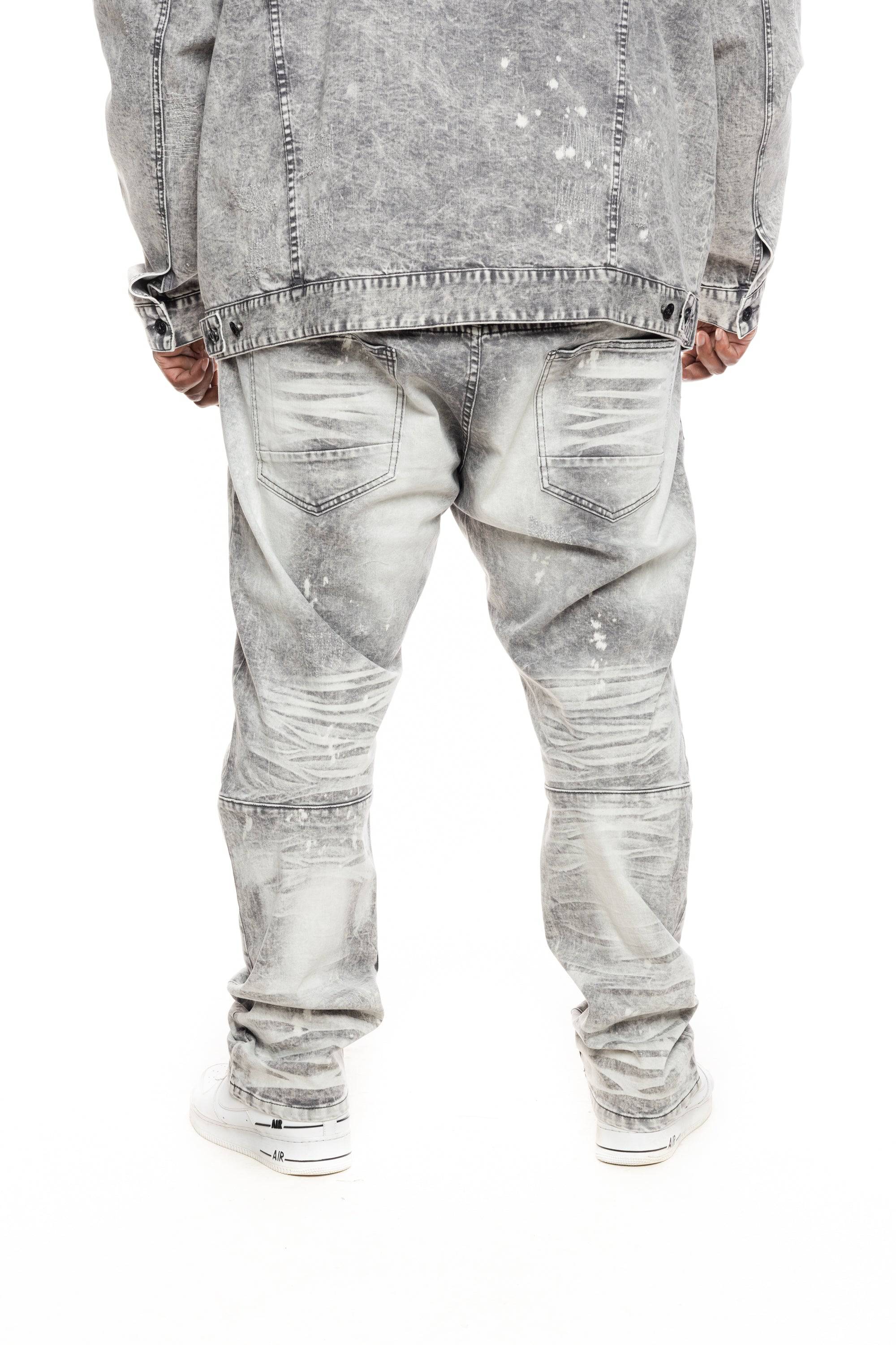 Big and Tall Bleached Detail Semi Basic Jeans - Smoke Rise