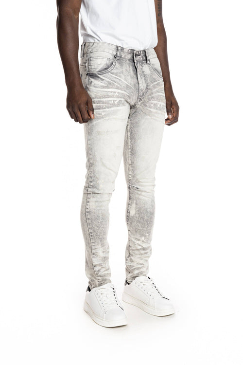 Bleached Detail Semi Basic Jeans Frost Grey - Smoke Rise