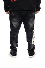 Big and Tall Graphic Patched Fashion Jeans Dusty Black - Smoke Rise