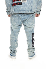 Big and Tall Graphic Patched Fashion Jeans - Smoke Rise