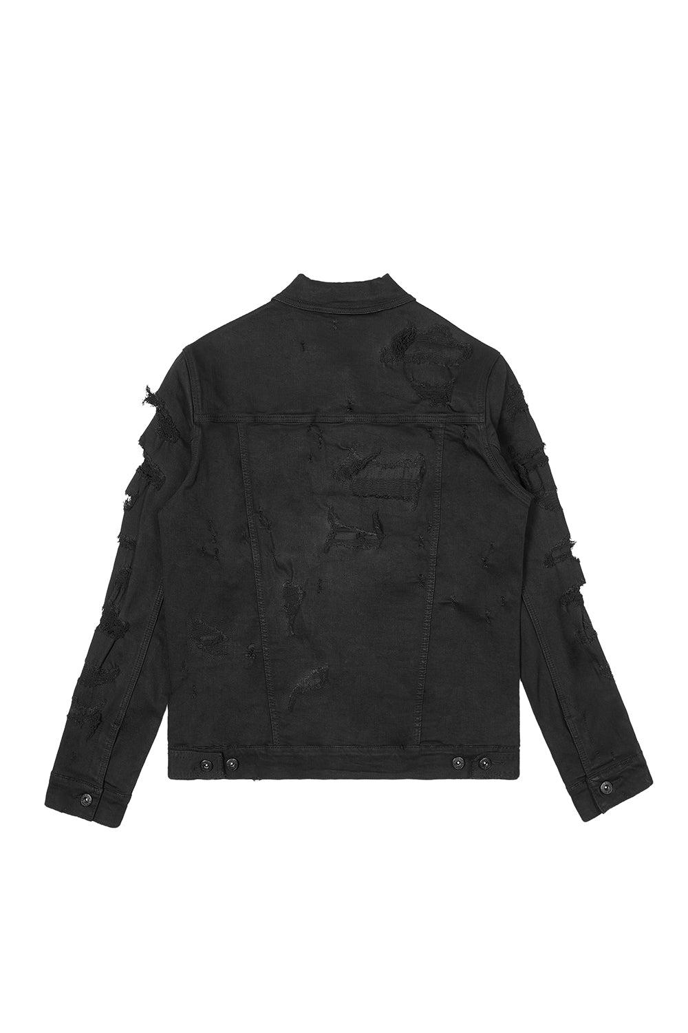 Distressed Rip & Repair Denim Jacket - Black