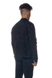Distressed Rip & Repair Denim Jacket - Black