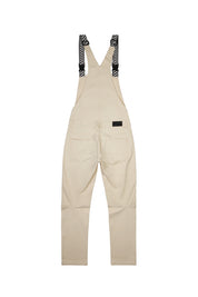 Printed Utility Twill Cargo Overalls - Latte