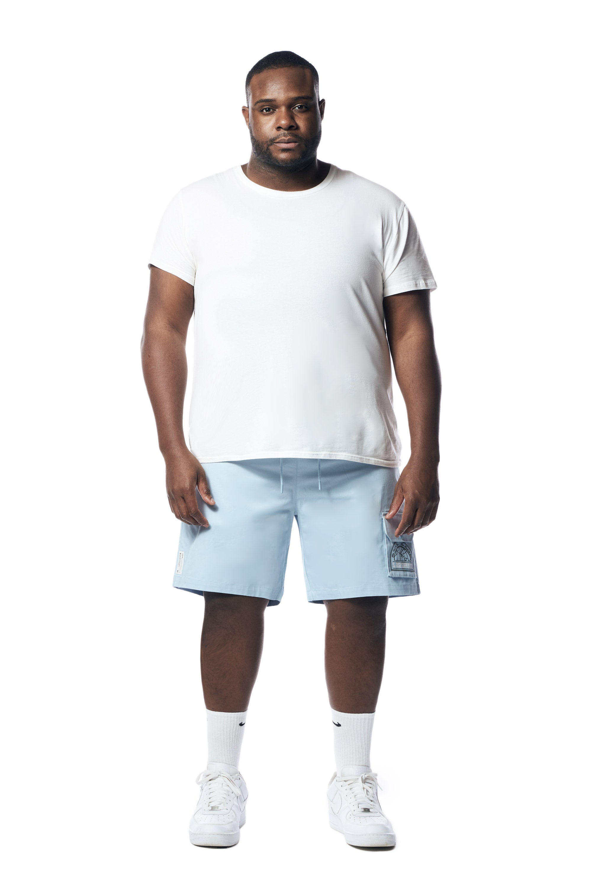 Big and Tall - Printed Twill Workwear Shorts - Sea Breeze