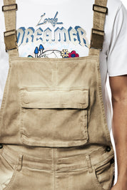 Pigment Dyed Utility Twill Overall Shorts - Khaki