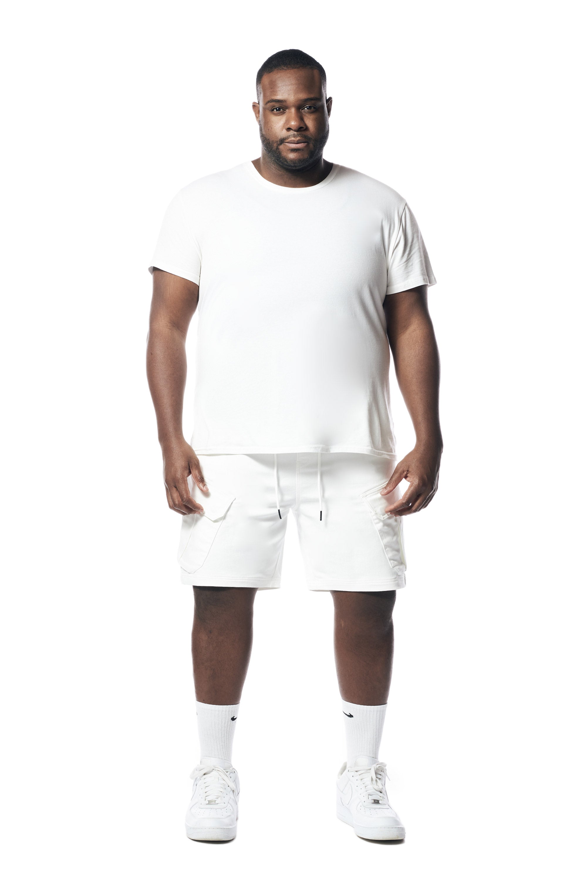 Big and Tall - Essential Knit Twill Cargo Shorts - White