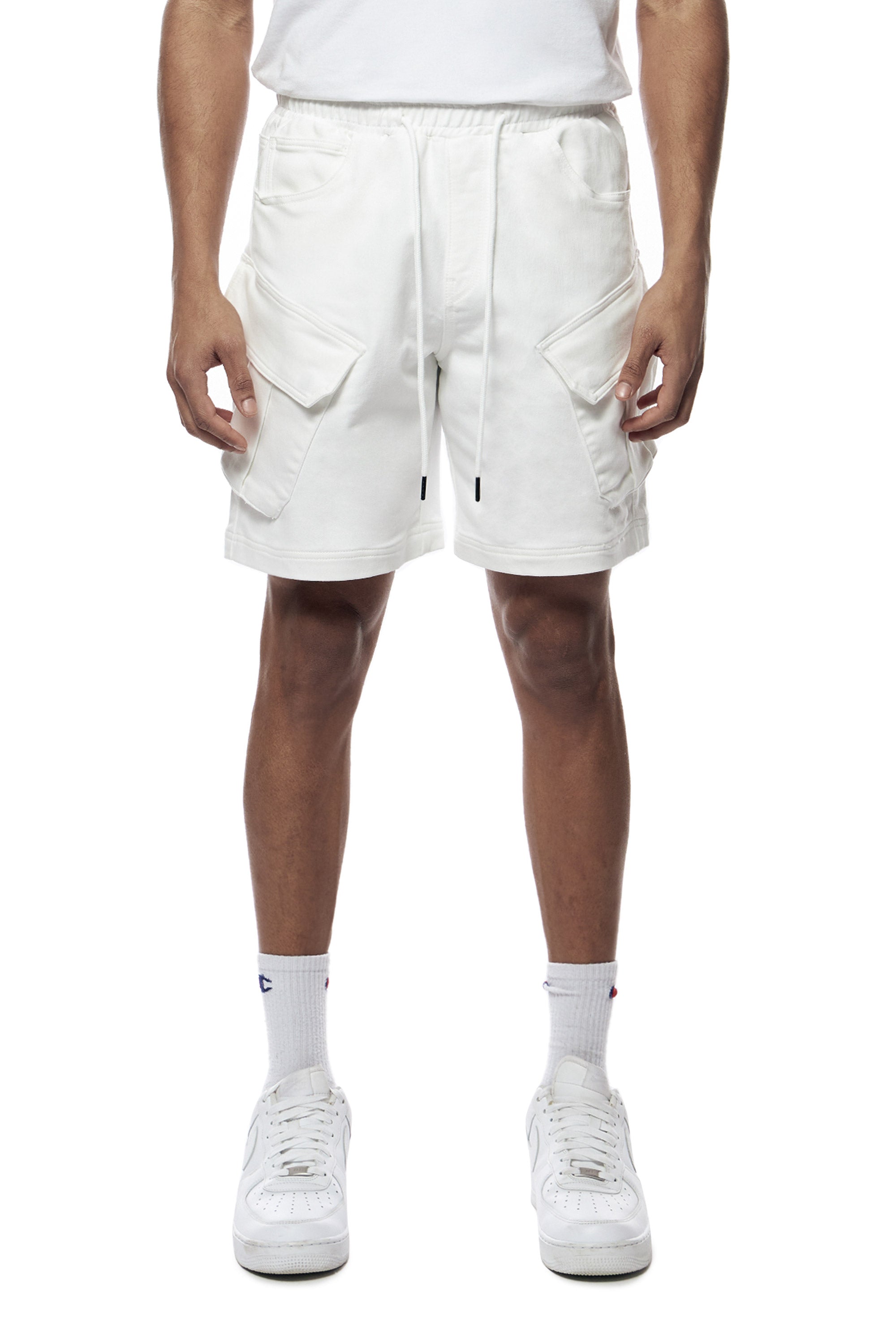 Essential Knit Twill Cargo Shorts - White