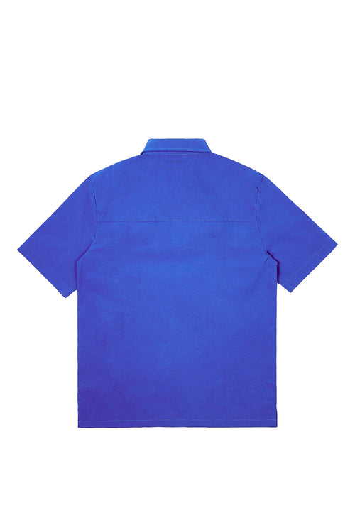 Printed Utility Boxy Windbreaker Shirt - Royal
